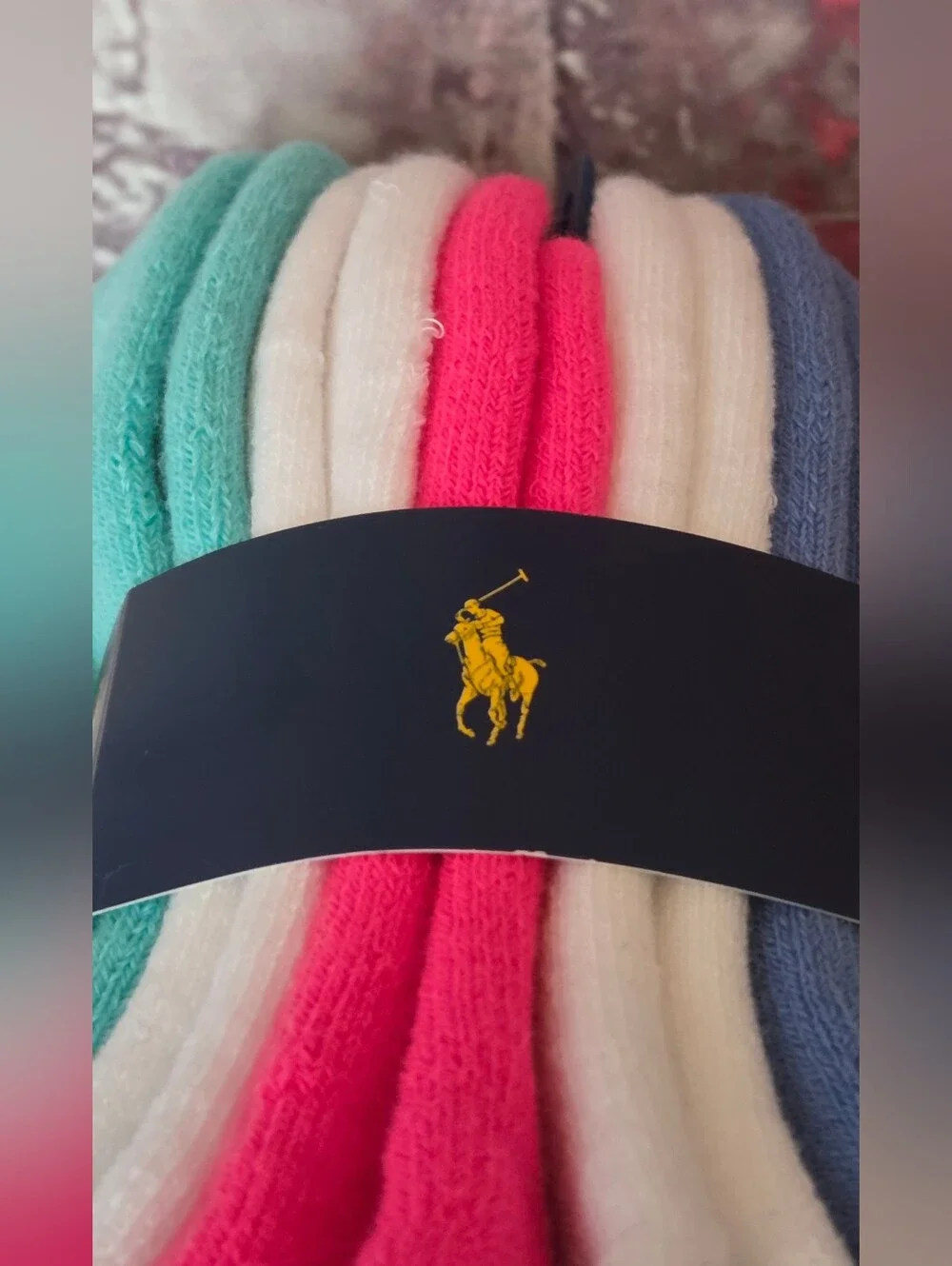 Polo by Ralph Lauren White Ankle Socks Multicolor Logo (6 Pack)